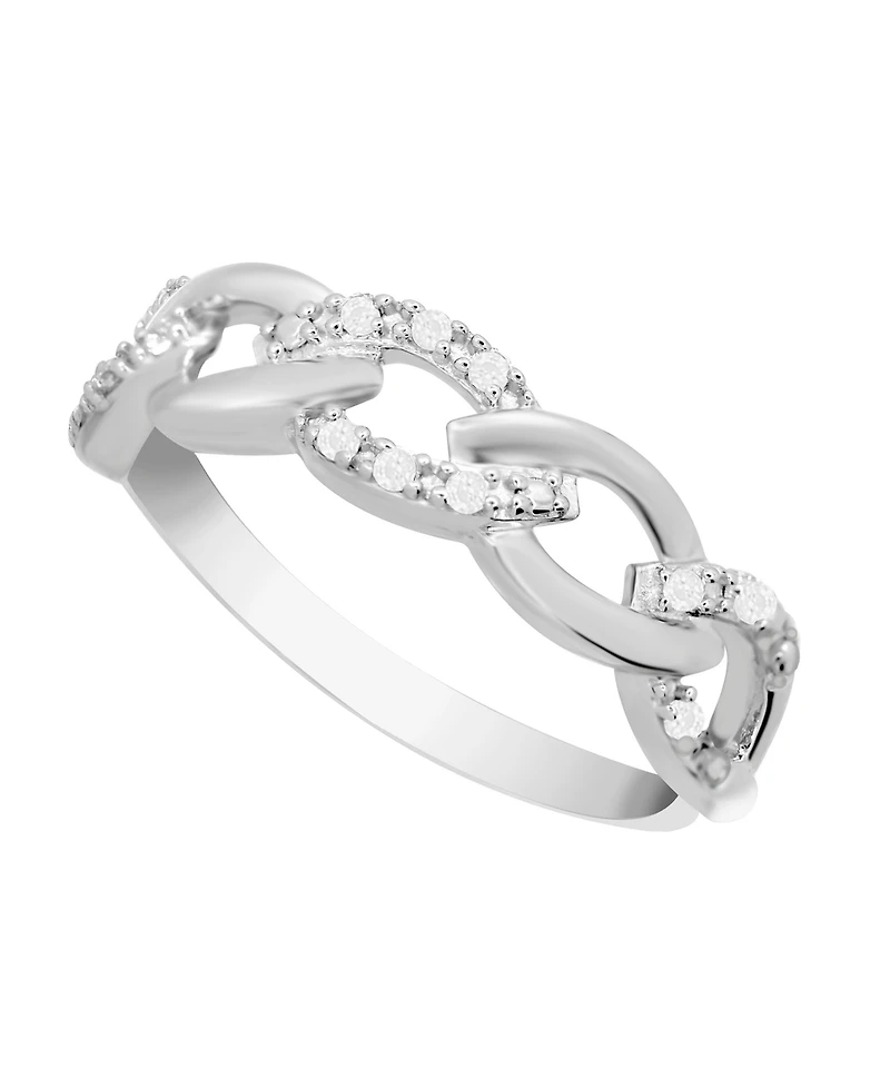 Diamond Link Band Ring (1/10 ct. t.w.) Sterling Silver