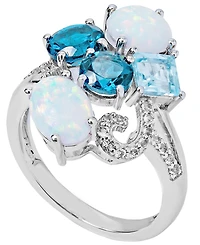 Lab-Grown Opal (1-1/3 ct. t.w) & Multicolor Topaz (2-1/2 ct. t.w) Ring in Sterling Silver
