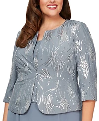 Alex Evenings Plus Sequin Jacket & Midi Dress
