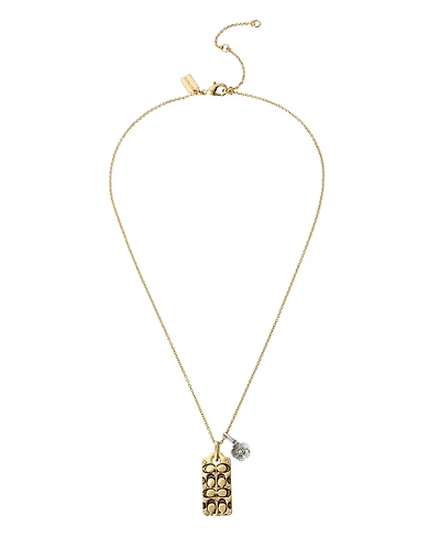 Coach Quilted C Tag Pendant Necklace