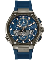 Bulova Men's Chronograph Precisionist X Blue Epdm Rubber Strap Watch 44.5mm