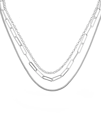 And Now This Triple Row 16" Chain Necklace in Silver Plate or Gold Plate