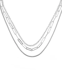 And Now This Triple Row 16" Chain Necklace in Silver Plate or Gold Plate