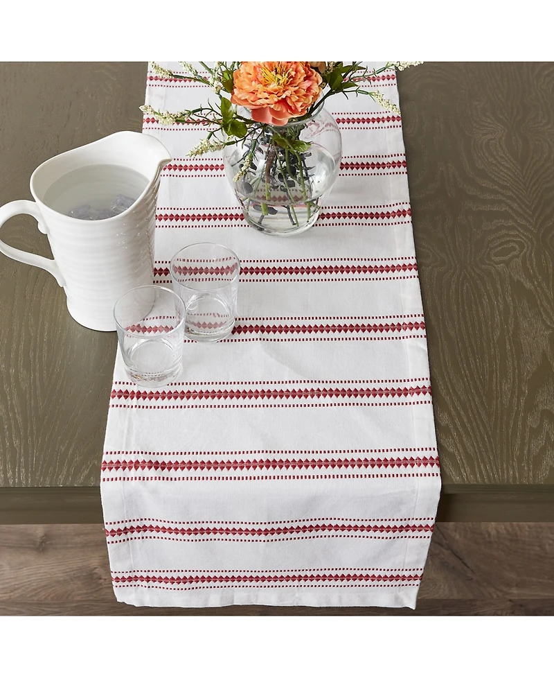 Design Imports Zig Dobby Stripe Table Runner