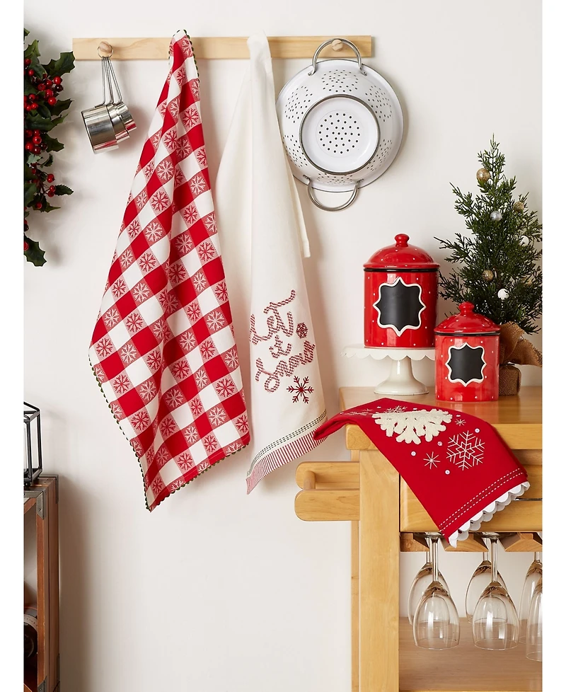 Design Imports Santa Chef Clause Kitchen, Let It Snow Dishtowel, Set of 3