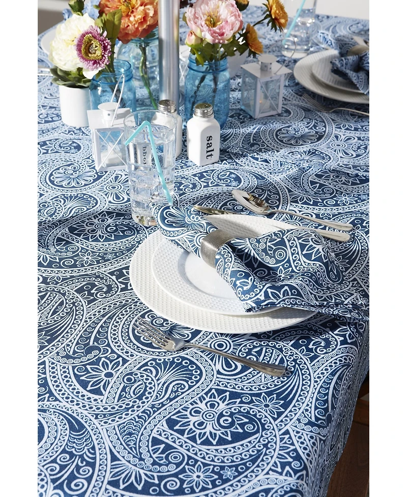 Design Imports Paisley Print Outdoor Tablecloth with Zipper, 60" x 84"