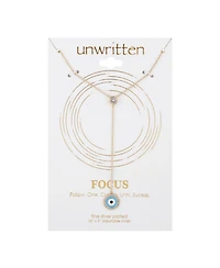 Gold Flash Plated Crystal Evil Eye Lariat Necklace
