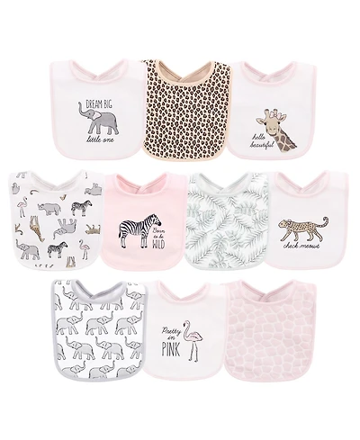 Hudson Baby Girls 10Pk Interlock Bibs