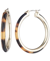 Lauren Ralph Lauren Gold-Tone Tortoise-Look Medium Hoop Earrings, 1.7"