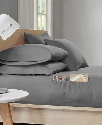 Intelligent Design Side Storage Pockets Microfiber 4-Pc. Sheet Set