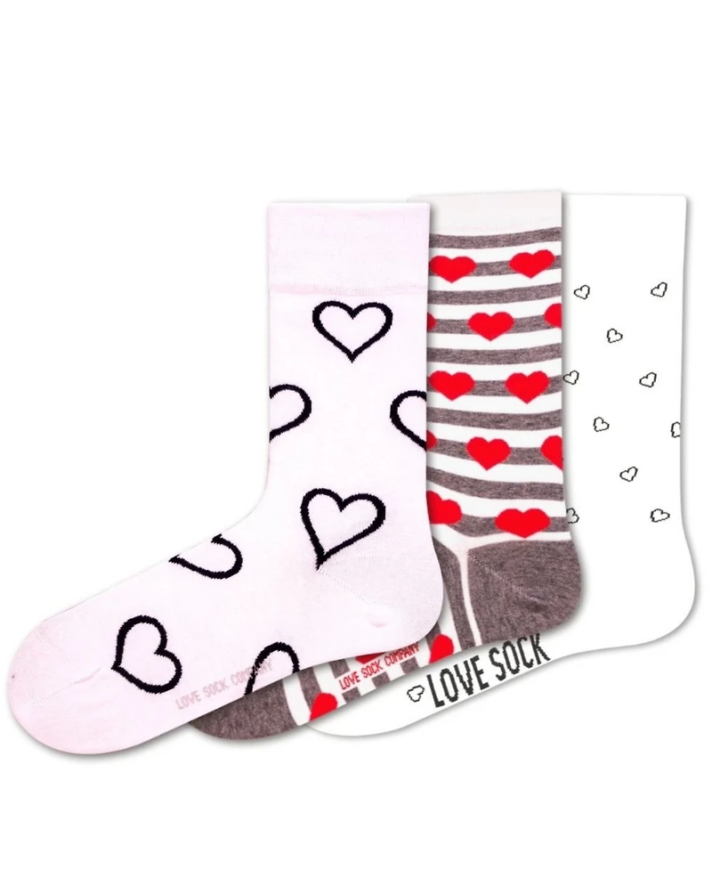 Hearts Bundle Women's 3 Pack Cotton Seamless Toe Novelty Socks