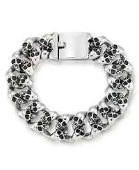 Men's Multi Skull Link Bracelet in Stainless Steel