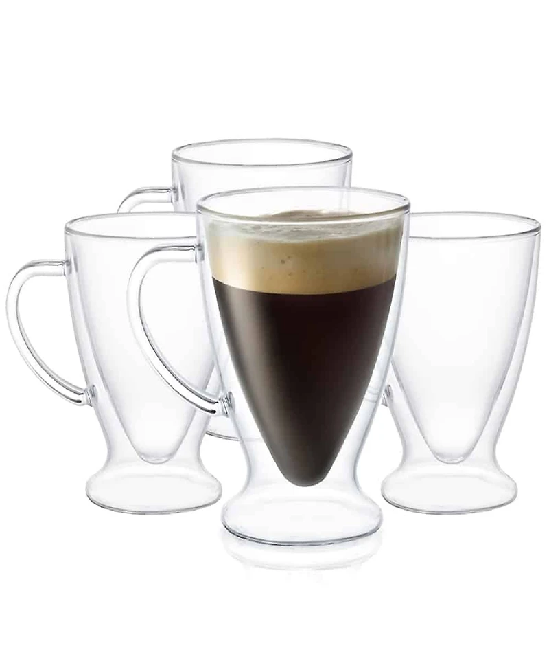JoyJolt Declan Irish Coffee Double Wall Insulated Mugs, Set of 4