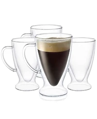 JoyJolt Declan Irish Coffee Double Wall Insulated Mugs, Set of 4