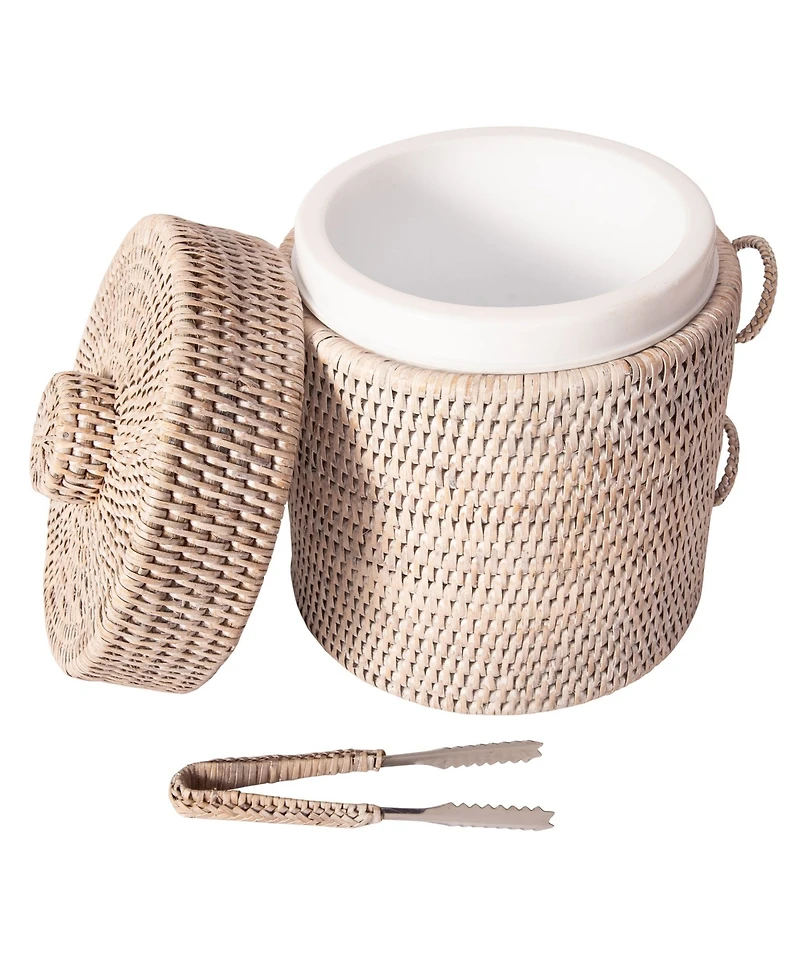 Artifacts Trading Company Rattan Ice Bucket with Tongs