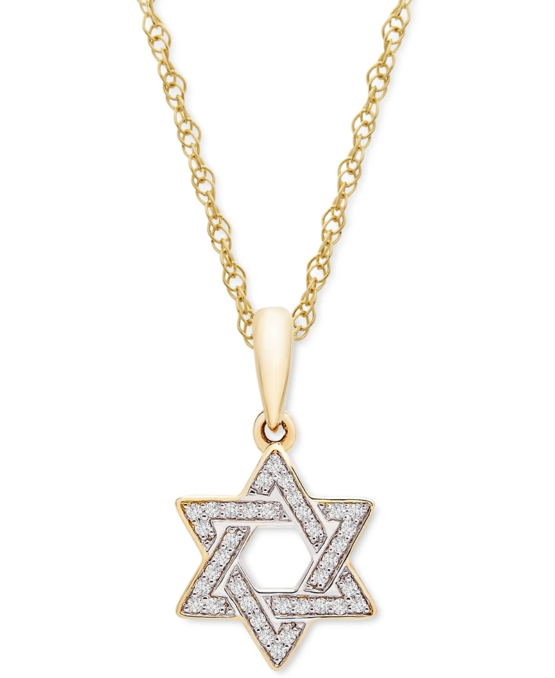 Wrapped Diamond Star of David 18" Pendant Necklace (1/10 ct. t.w.) in 10k White or Yellow Gold, Created for Macy's