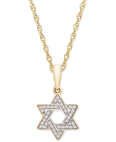 Wrapped Diamond Star of David 18" Pendant Necklace (1/10 ct. t.w.) in 10k White or Yellow Gold, Created for Macy's
