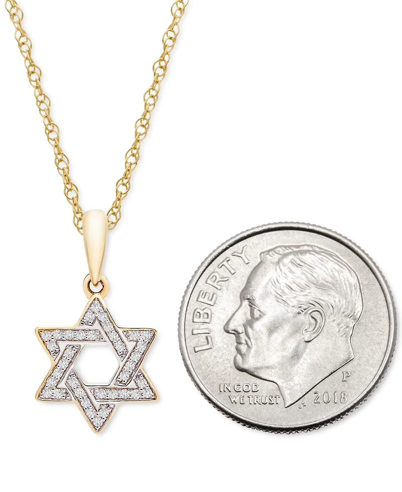 Wrapped Diamond Star of David 18" Pendant Necklace (1/10 ct. t.w.) in 10k White or Yellow Gold, Created for Macy's