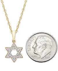 Wrapped Diamond Star of David 18" Pendant Necklace (1/10 ct. t.w.) in 10k White or Yellow Gold, Created for Macy's