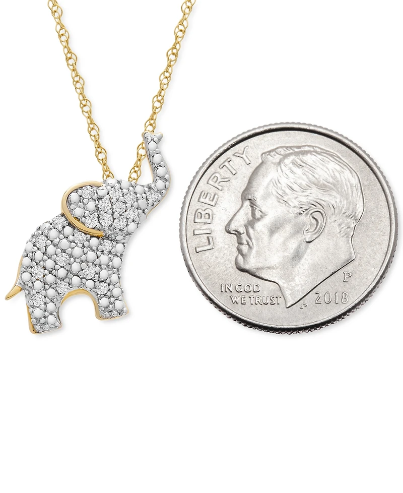 Wrapped Diamond Elephant 18" Pendant Necklace (1/10 ct. t.w.) in 10k Gold, Created for Macy's