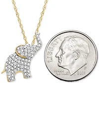 Wrapped Diamond Elephant 18" Pendant Necklace (1/10 ct. t.w.) in 10k Gold, Created for Macy's
