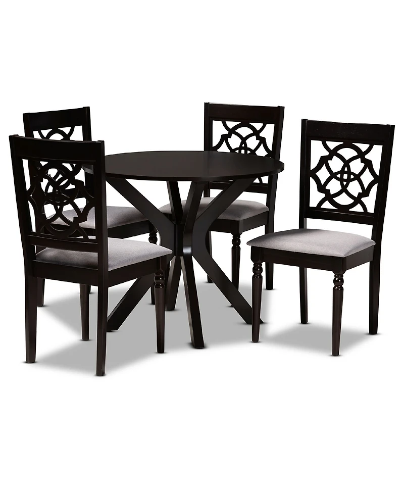 Sadie Modern and Contemporary Fabric Upholstered 5 Piece Dining Set