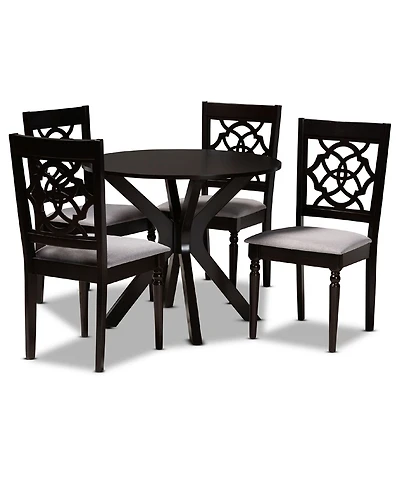 Sadie Modern and Contemporary Fabric Upholstered 5 Piece Dining Set