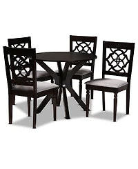 Sadie Modern and Contemporary Fabric Upholstered 5 Piece Dining Set