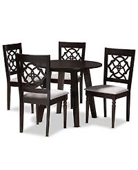 Eliza Modern and Contemporary Fabric Upholstered 5 Piece Dining Set
