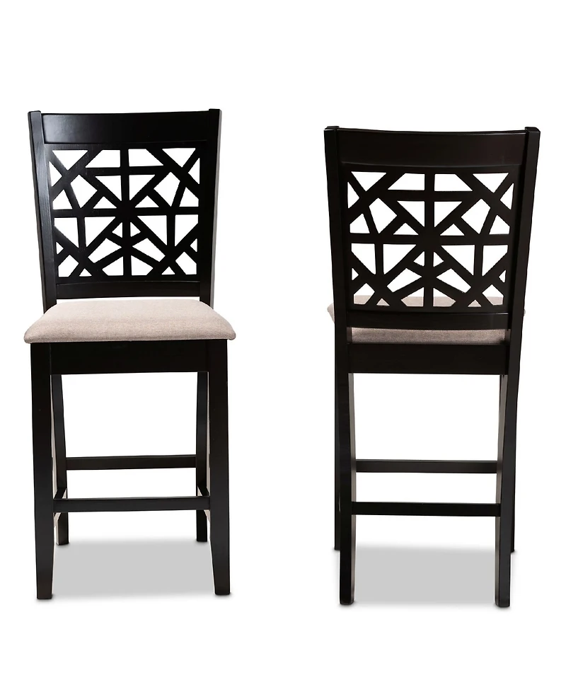 Devon Modern and Contemporary Fabric Upholstered 2 Piece Counter Height Pub Chair Set