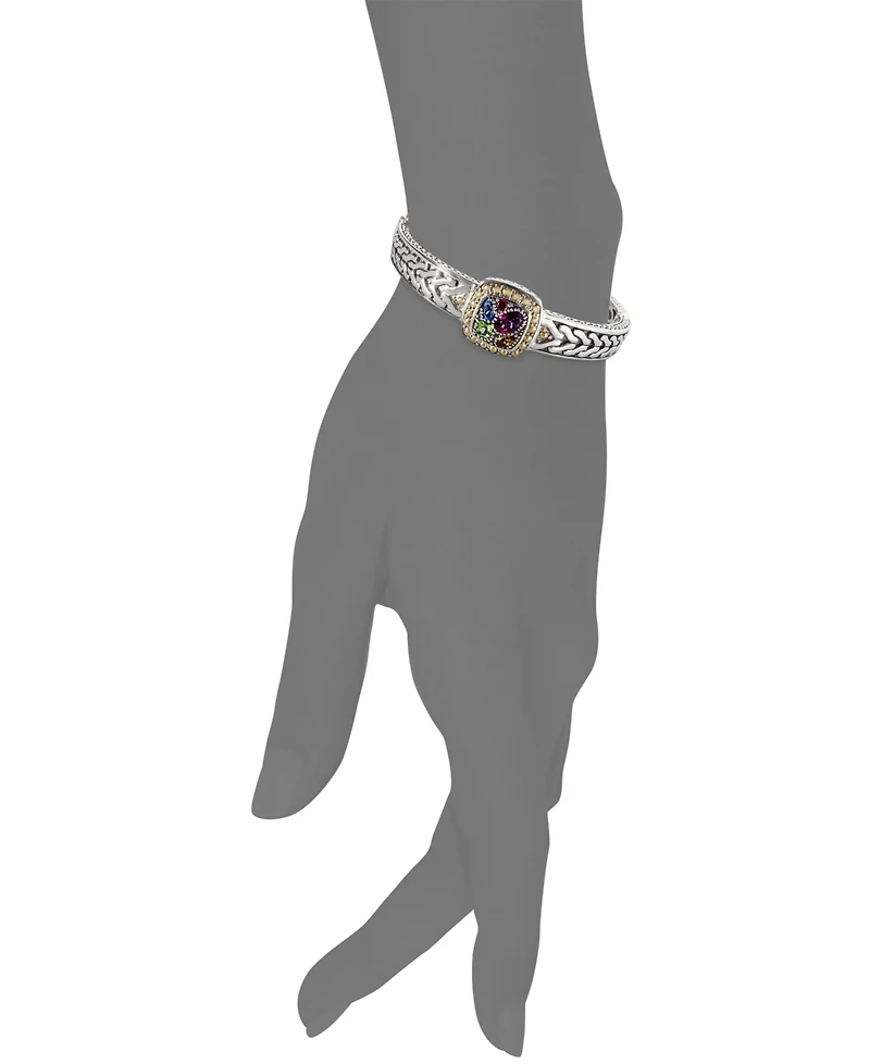 Effy Multistone Square Bangle (1-5/8 ct. t.w.) in Sterling Silver and 18k Gold