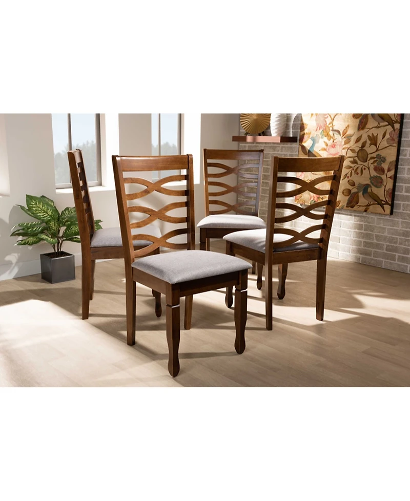 Elijah Modern and Contemporary Fabric Upholstered 4 Piece Dining Chair Set