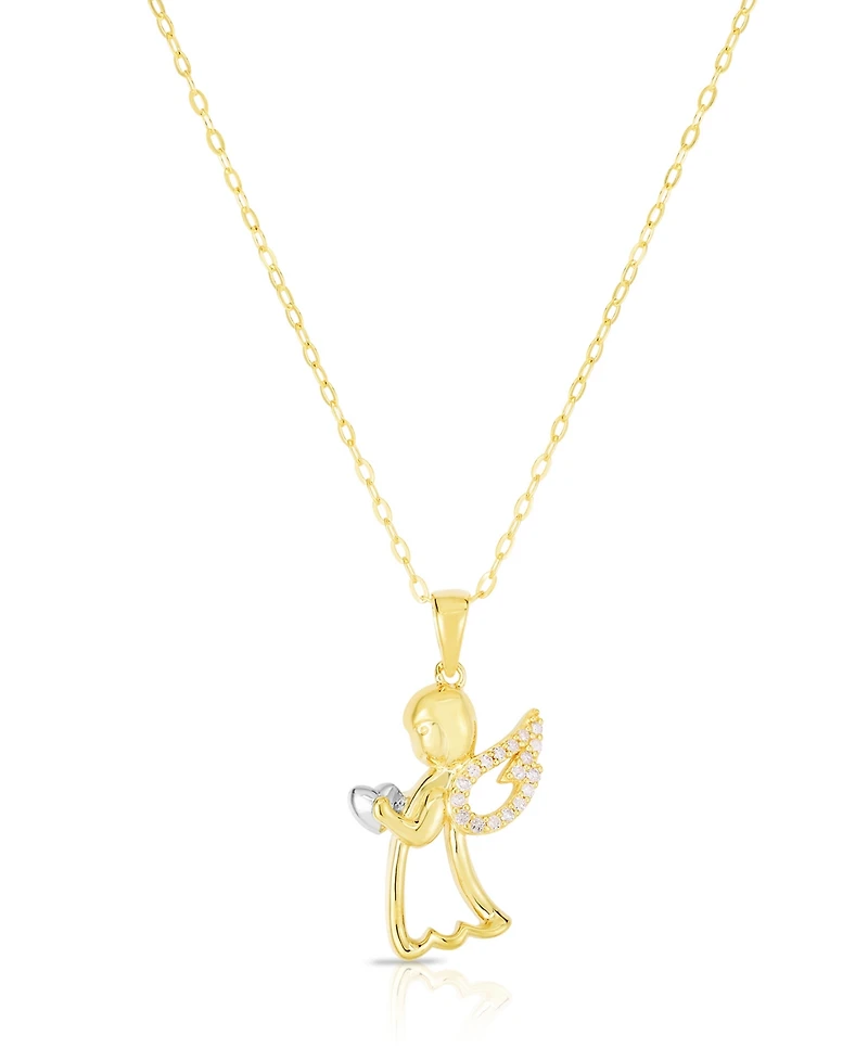 Diamond Angel 18" Pendant Necklace (1/10 ct. t.w.) in Sterling Silver & 14k Rose Gold-Plate or 14k Yellow Gold-Plated Sterling Silver