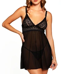 Hazel Lace and Mesh Babydoll 2pc Lingerie Set