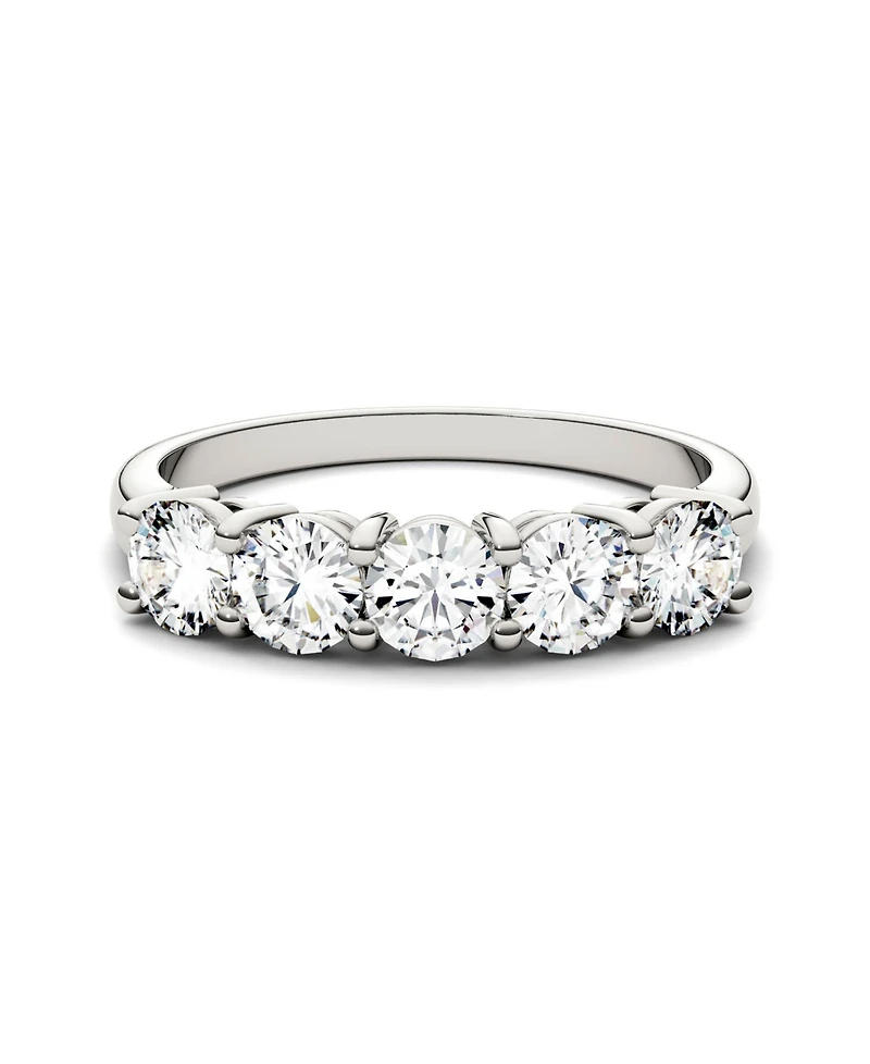 Moissanite Five Stone Band 1-1/6 ct. t.w. Diamond Equivalent in 14k White Gold