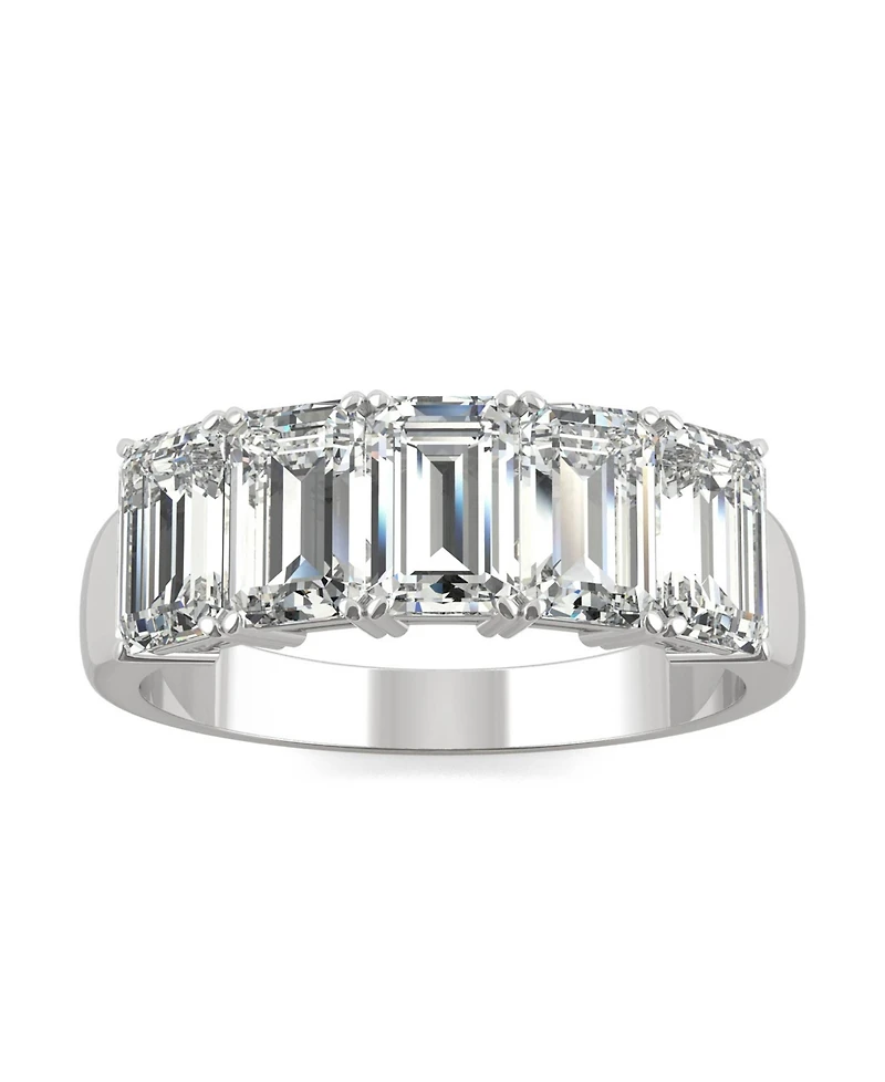 Moissanite Emerald Five Stone Band 2-9/10 ct. t.w. Diamond Equivalent 14k White Gold