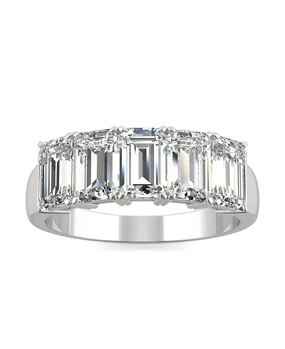Moissanite Emerald Five Stone Band 2-9/10 ct. t.w. Diamond Equivalent 14k White Gold