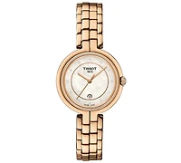 Tissot Women's Swiss Flamingo Diamond Accent Rose Gold Pvd Stainless Steel Bracelet Watch 30mm