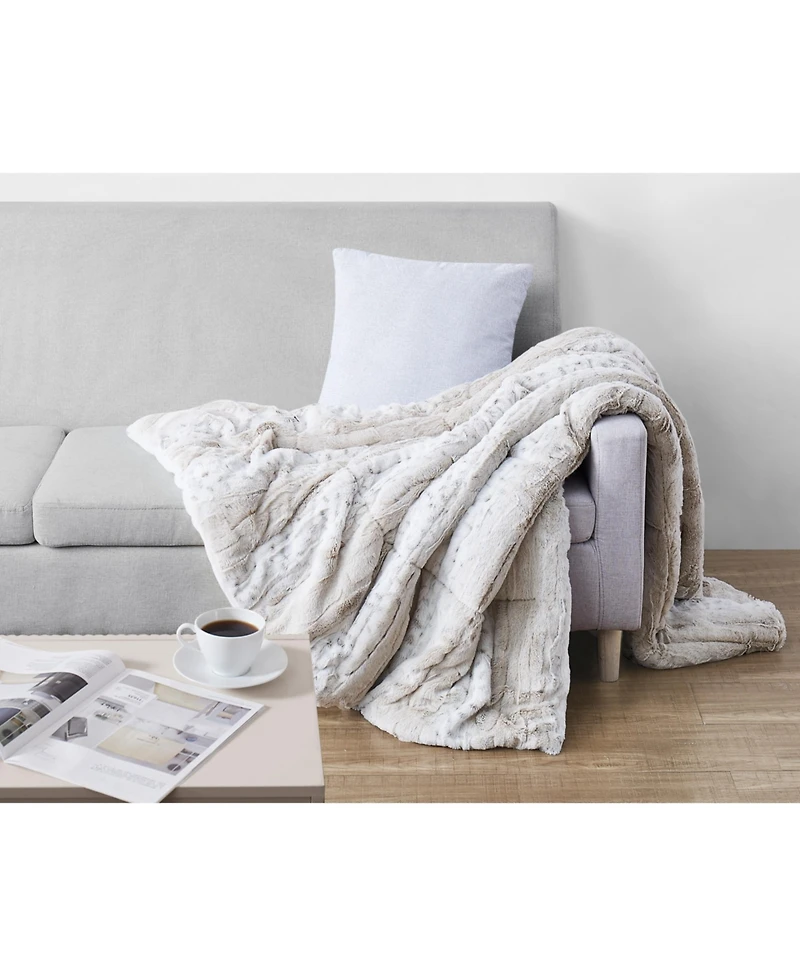 Christian Siriano Snow Leopard Luxury Faux-Fur Throw, 60" x 70"