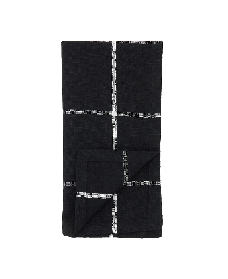 Saro Lifestyle Cotton Table Napkins with Simple Plaid Design, Set of 4, 20" x