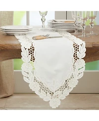 Saro Lifestyle Embroidered Table Runner with Floral Design, 68" x 16"
