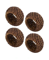 Saro Lifestyle Rattan Napkin Rings with Woven Design, Set of 4, 2.4" x