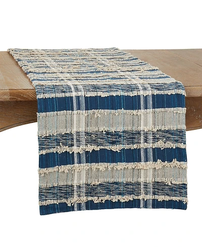 Saro Lifestyle Striped Woven Table Runner with Dual-Tone Design, 72" x 16"