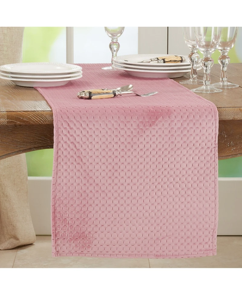 Saro Lifestyle Long Table Runner with Pinsonic Velvet Design, 72" x 16"
