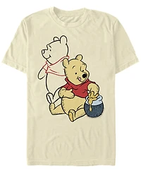 Fifth Sun Men's Pooh Line Art Short Sleeve Crew T-shirt