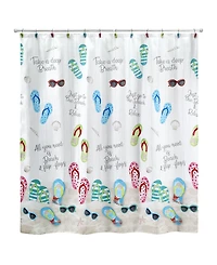 Avanti Beach Mode Flip-Flop Motif Resin Shower Curtain, 72" x 72"