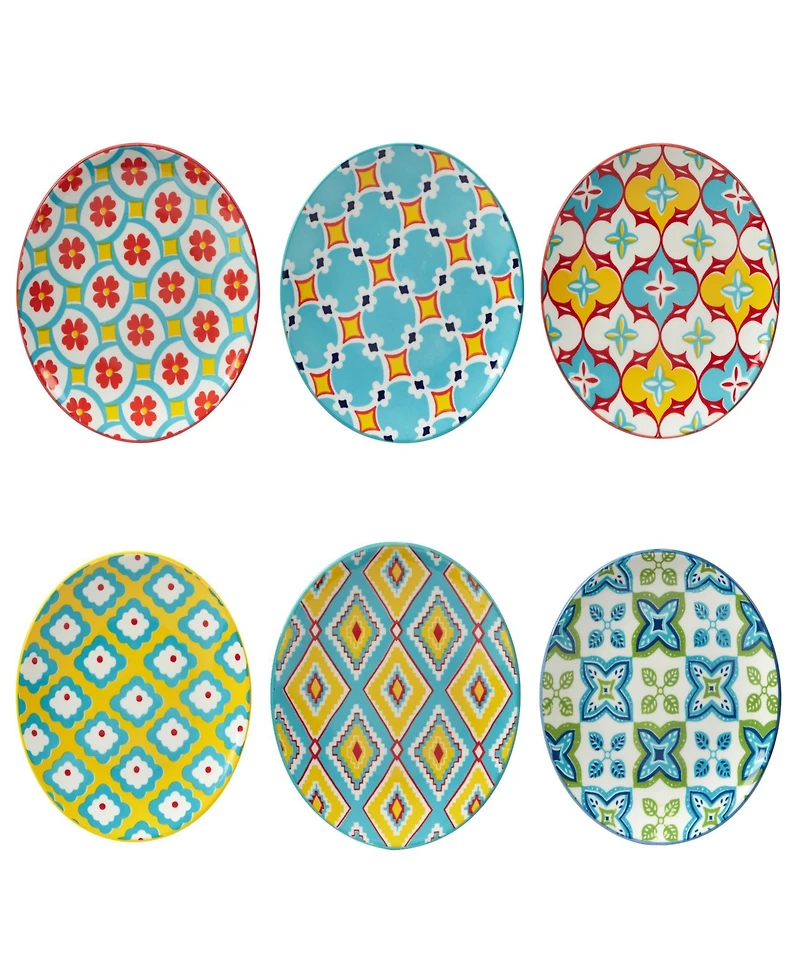 Damask Floral Set of 6 Canape Plate