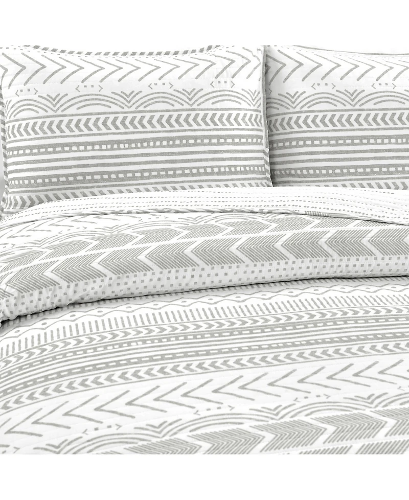 Lush Decor Hygge Geo 3 Piece Quilt Set, Full/Queen