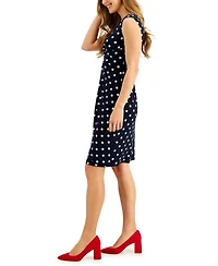 Connected Polka Dot Ruched Sheath Dress