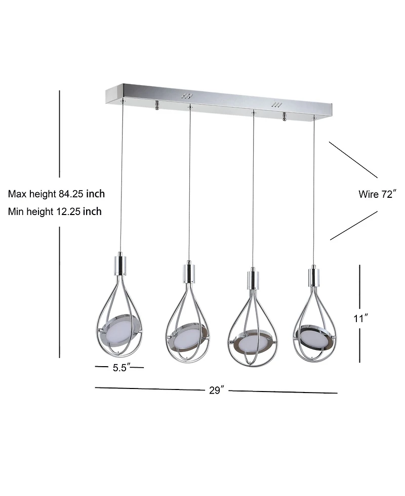 Orion Adjustable Modern Integrated 4-Light Linear Led Metal Pendant